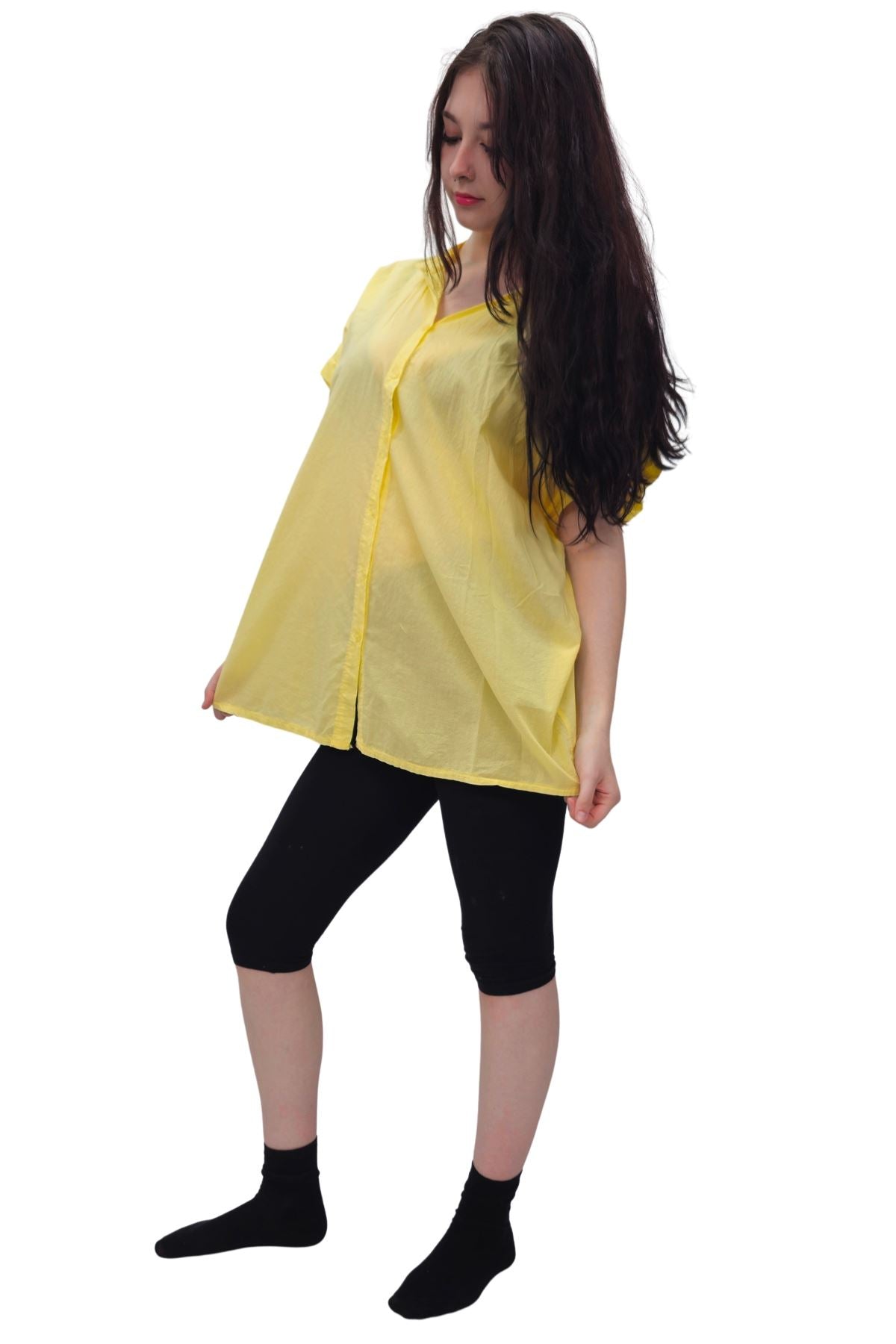 Plain Button-Down Front Cotton Shirt