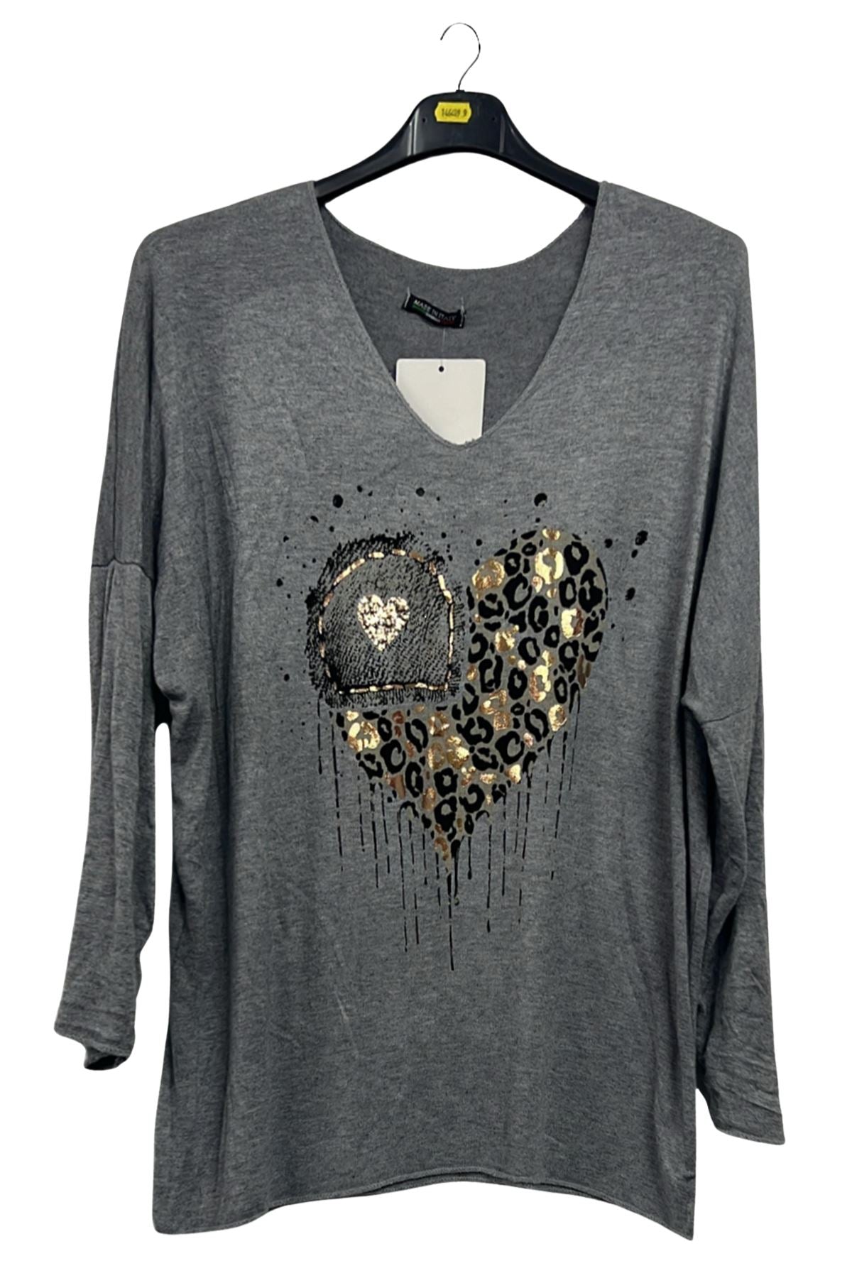 Sequin Leopard Heart Pattern Tunic Top