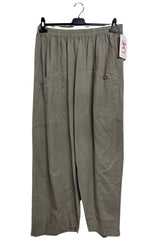 Plain Two Front Pockets Wide Leg Linen Trousers