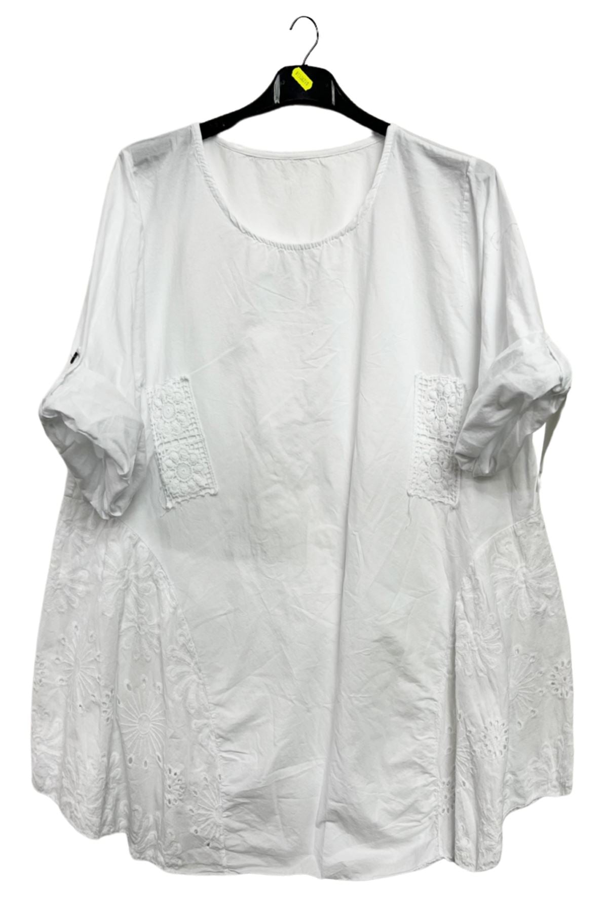 Plain Crochet Patch Pockets Cotton Top