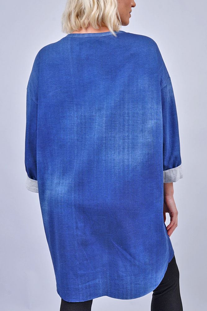 Chicago Print High Low Hem Cotton Top