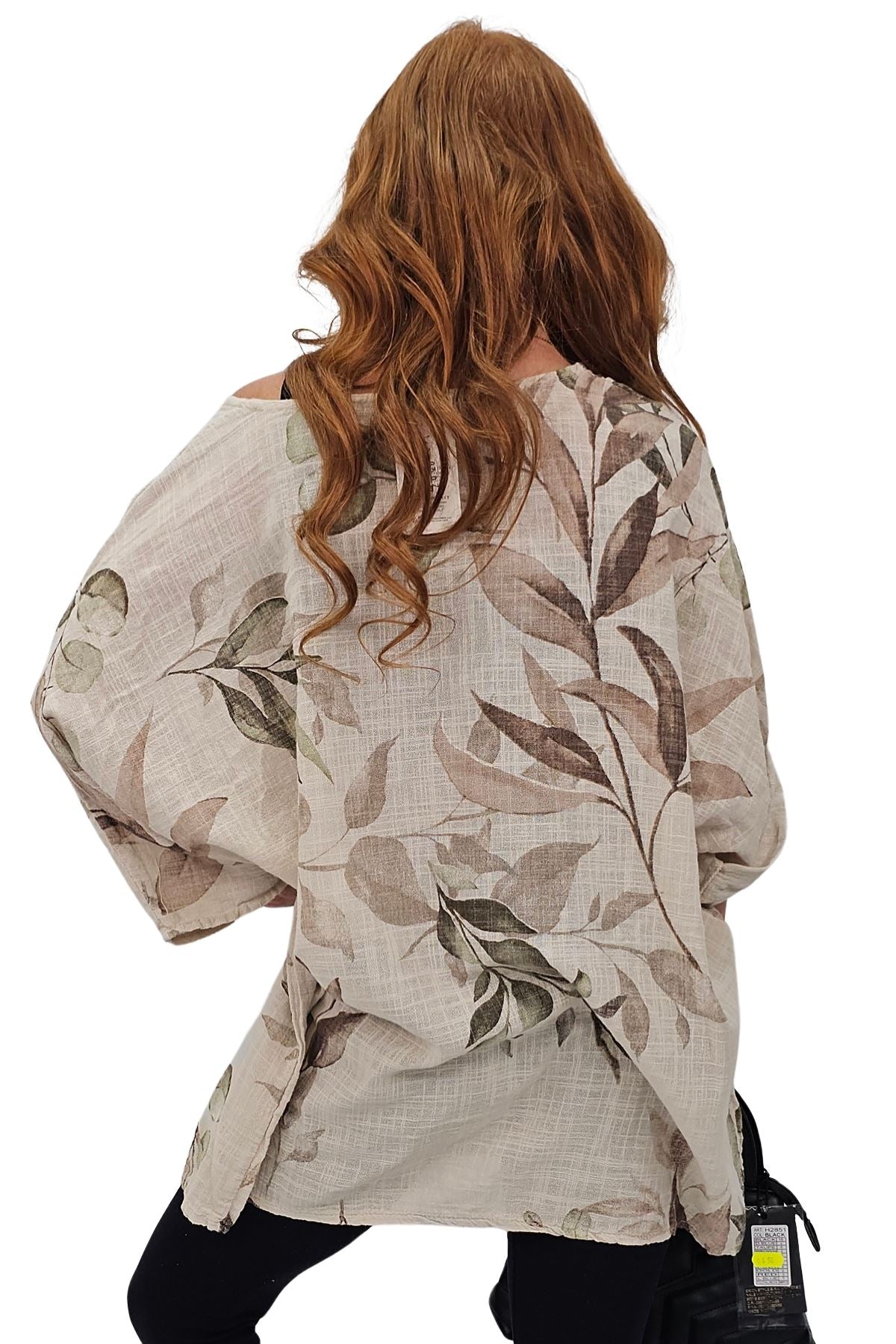 Floral Print Oversized Necklace Tunic Cotton Top