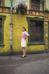 Horizontal Stripe Pattern Tunic Cotton Top