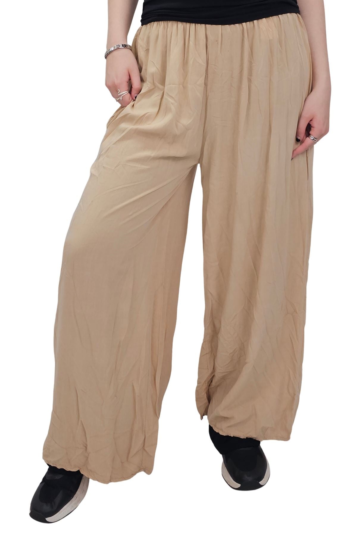Plain Elasticated Waistband Wide Leg Palazzo