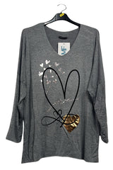 Shimmering Love Hearts Tunic Top