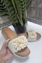 Floral Embellished Espadrille Slider