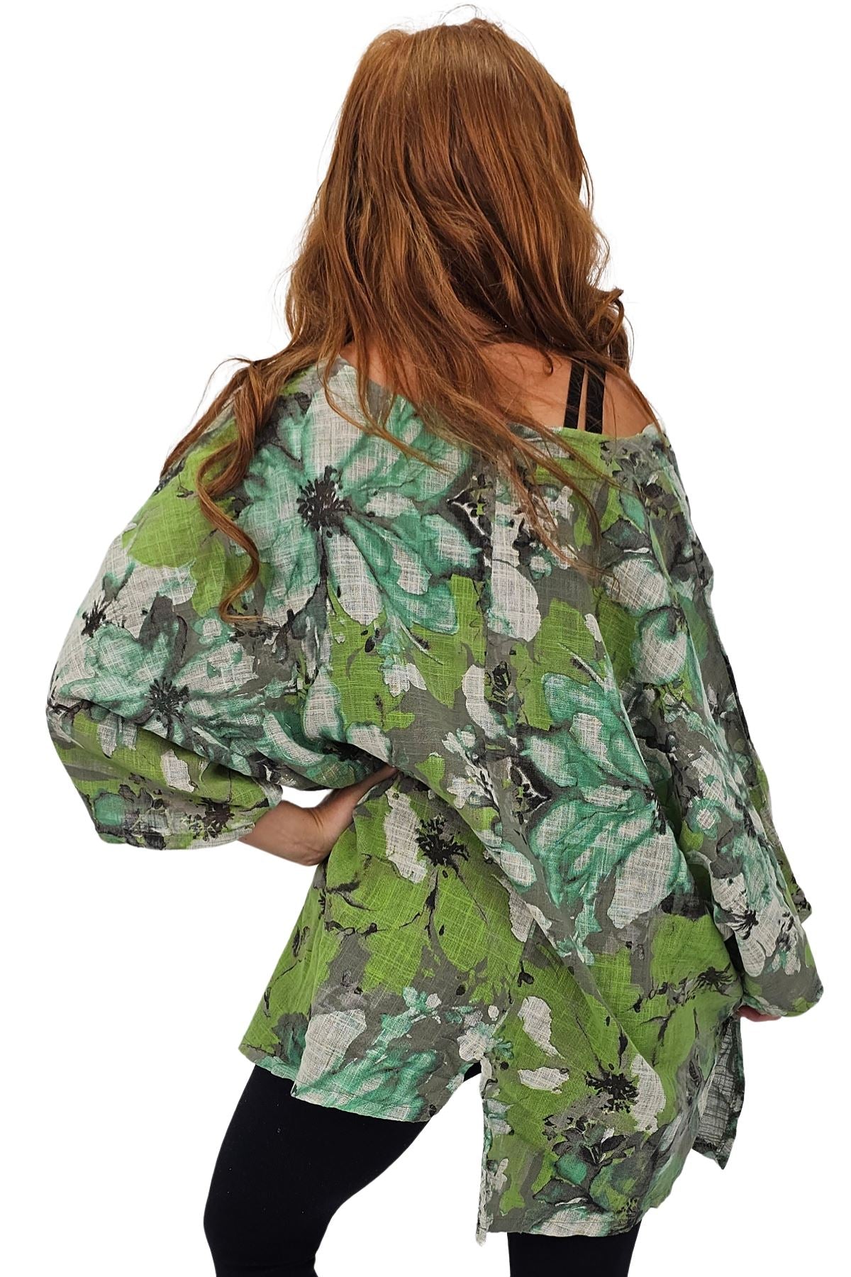 Floral Print Oversized Pocket Tunic Cotton Top