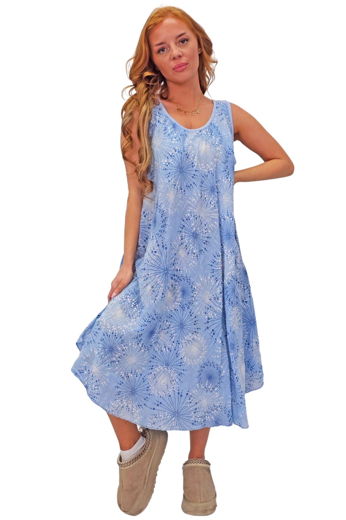 Abstract Firework Print Cotton Dress
