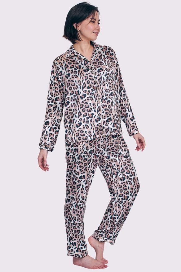 Leopard Print Button-up Elasticated Waistband Co-Ord Set
