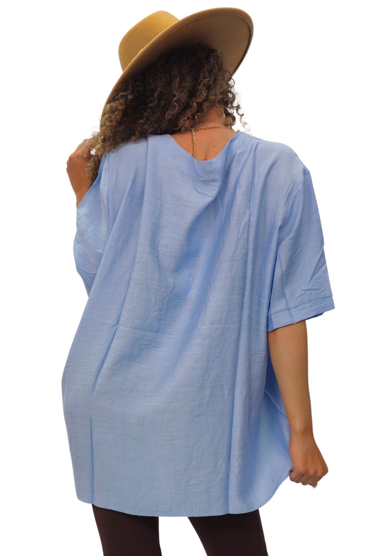 Tree Ring Print Front Button Detail Cotton Top