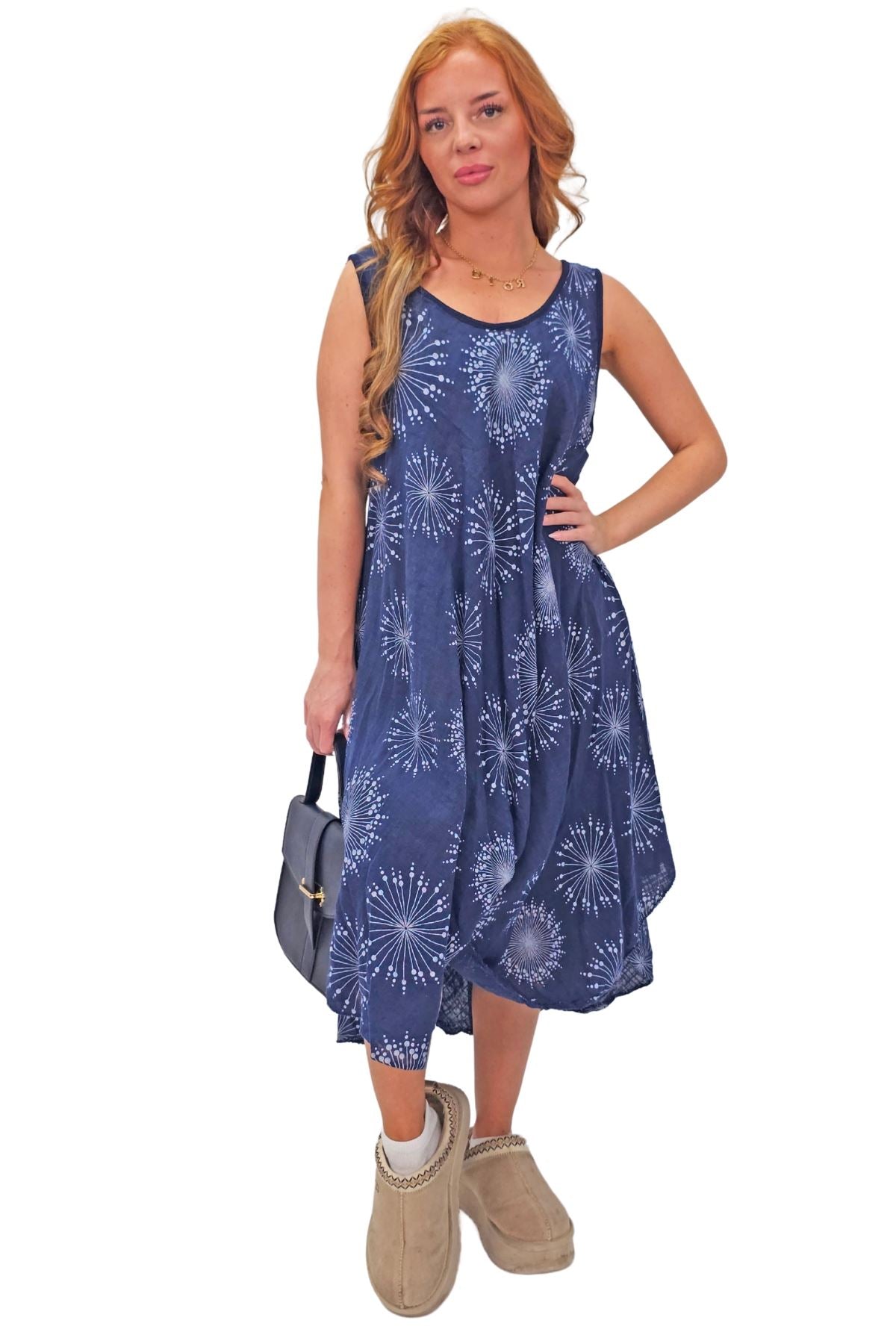 Abstract Firework Print Cotton Dress