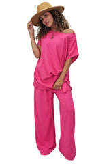 Plain Side Tie Detail Drawstring Waistband Co-Ord Set