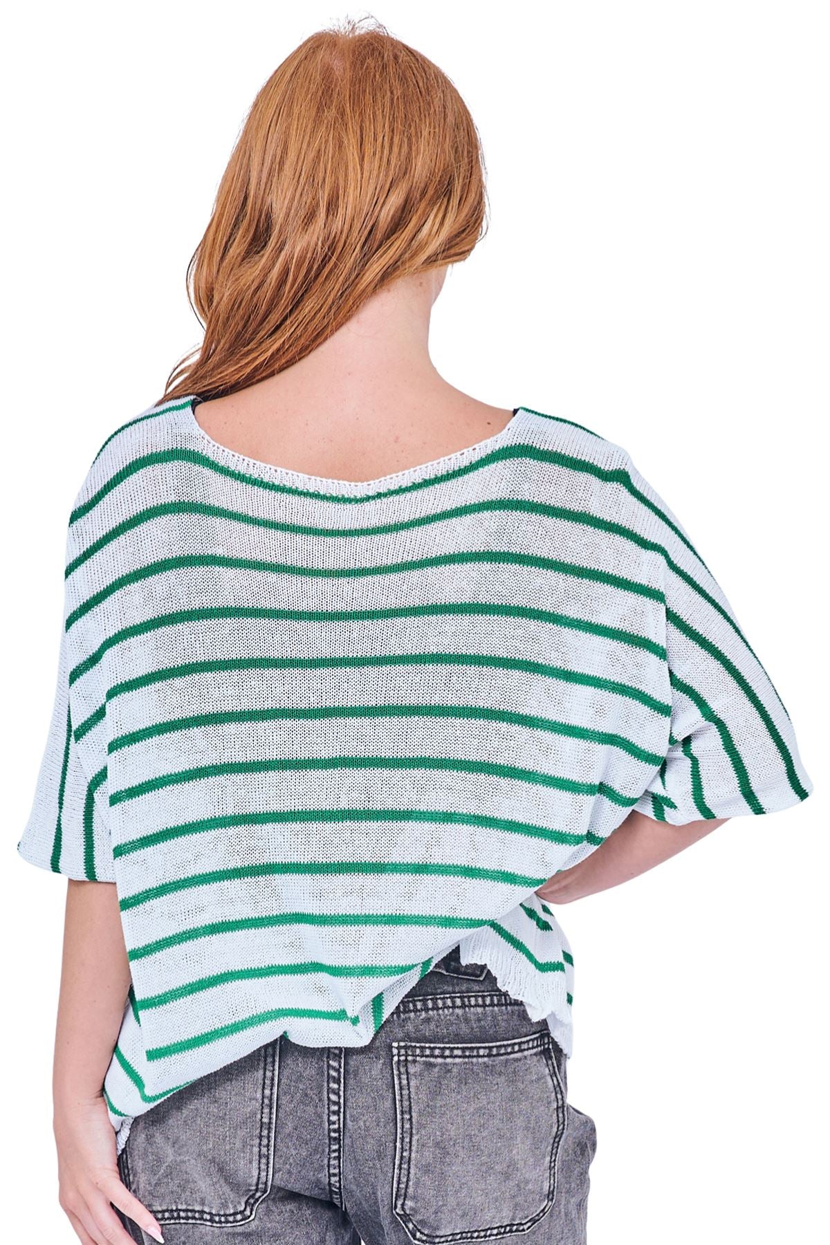 Stripe Pattern Tunic Cotton Top