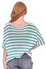 Stripe Pattern Tunic Cotton Top