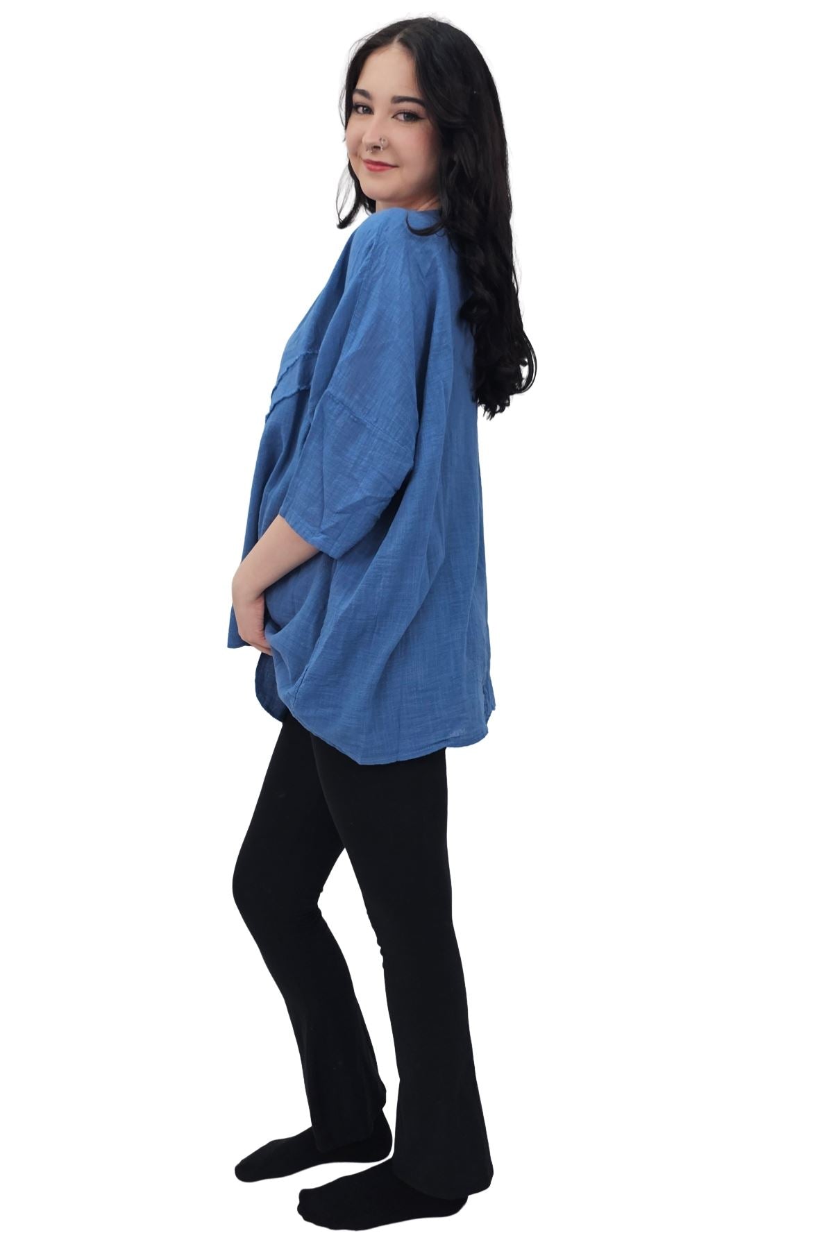 Plain Front Patch Pockets Cotton Top