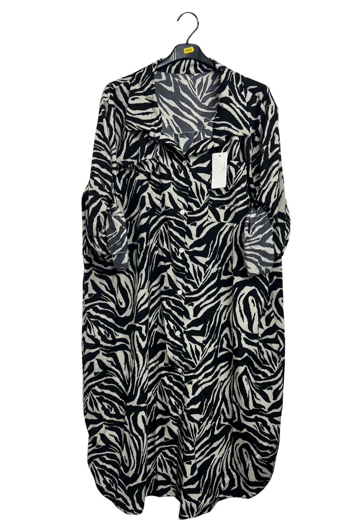 Animal Print Longline Button-Down Shirt Dress