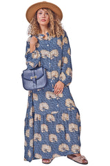 Multicoloured Wave Like Floral Print Dress
