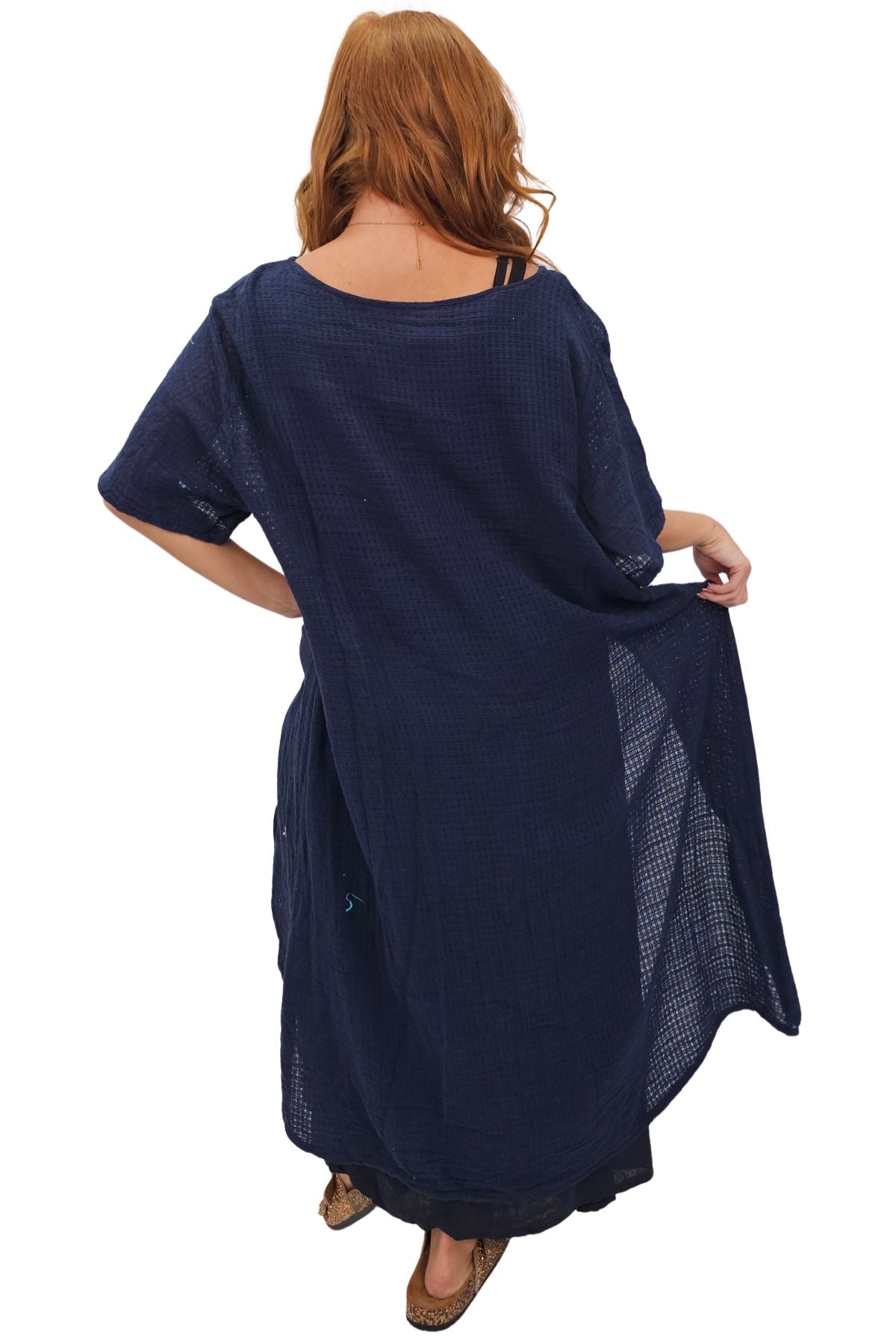 Plain Layered Asymmetrical Linen Dress
