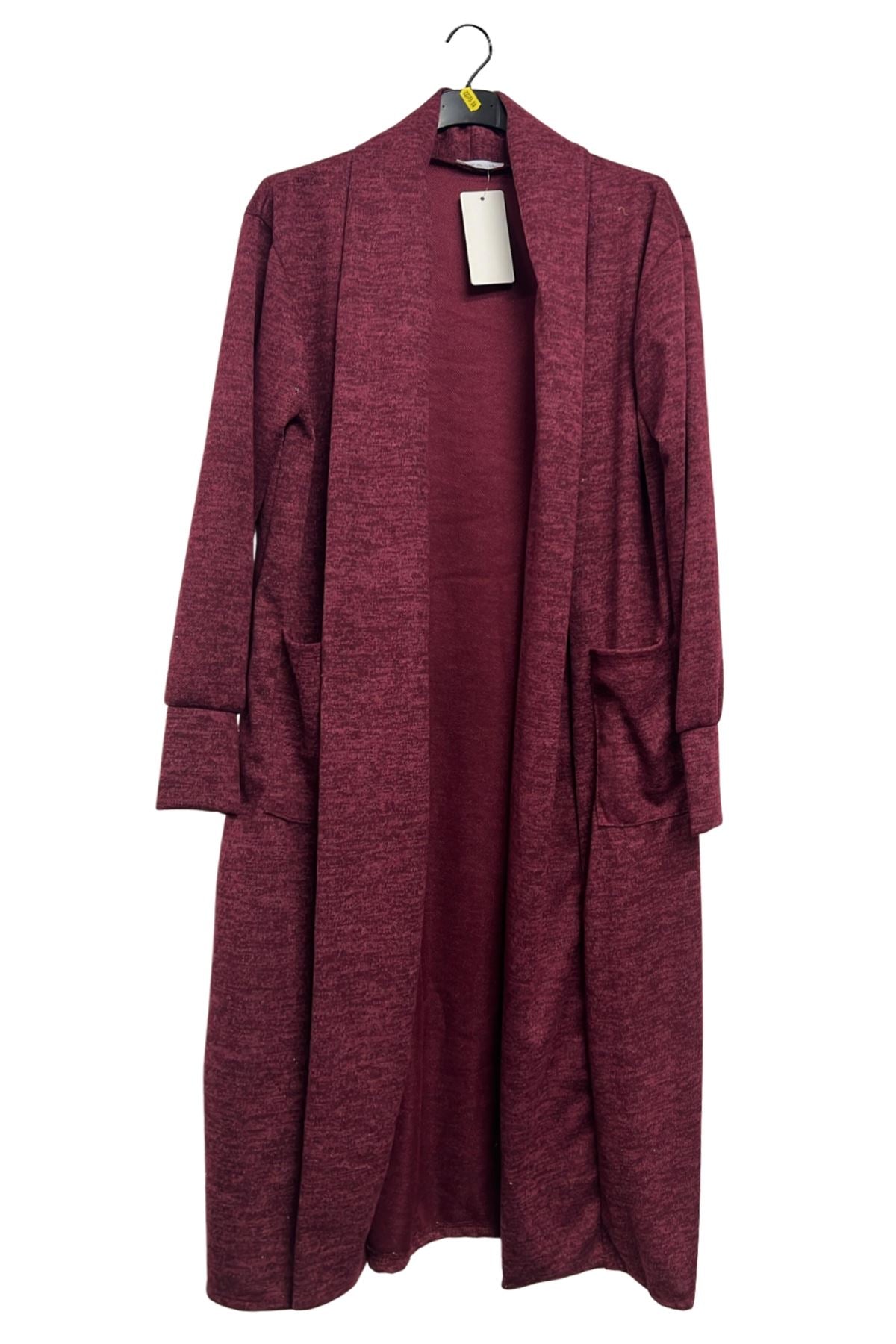 Plain Two Pockets Longline Duster Cardigan