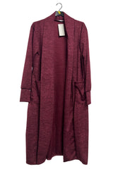 Plain Two Pockets Longline Duster Cardigan