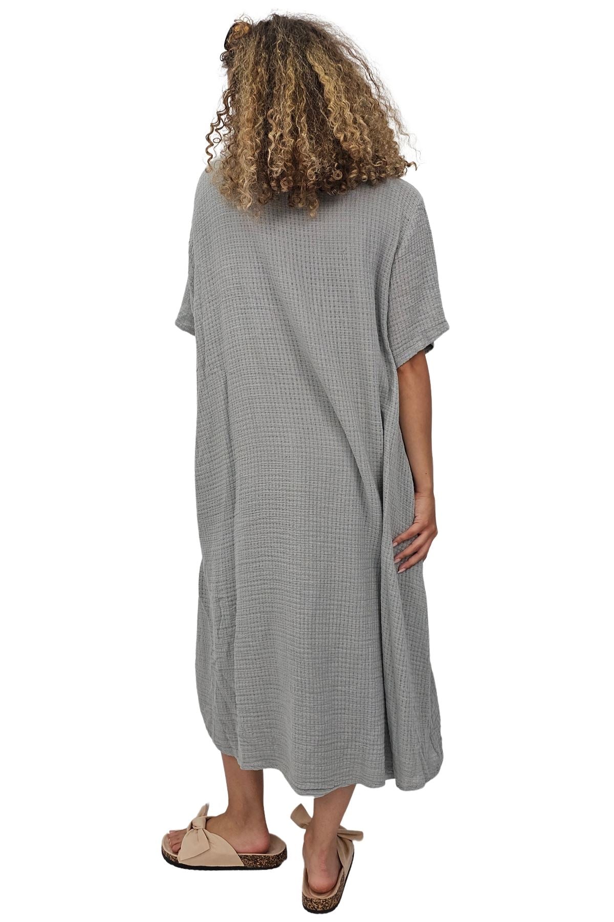 Plain Layered Asymmetrical Linen Dress
