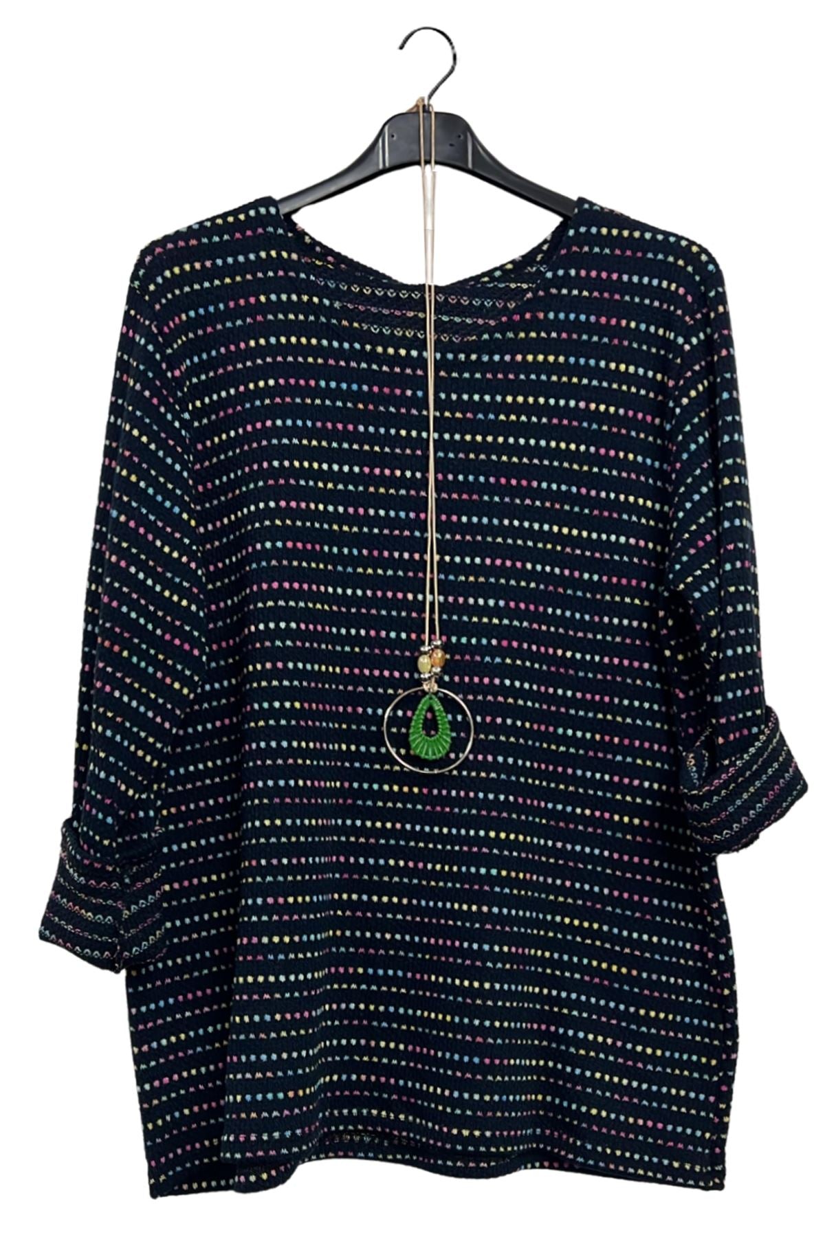 Multicoloured Horizontal Stripes Tunic Top