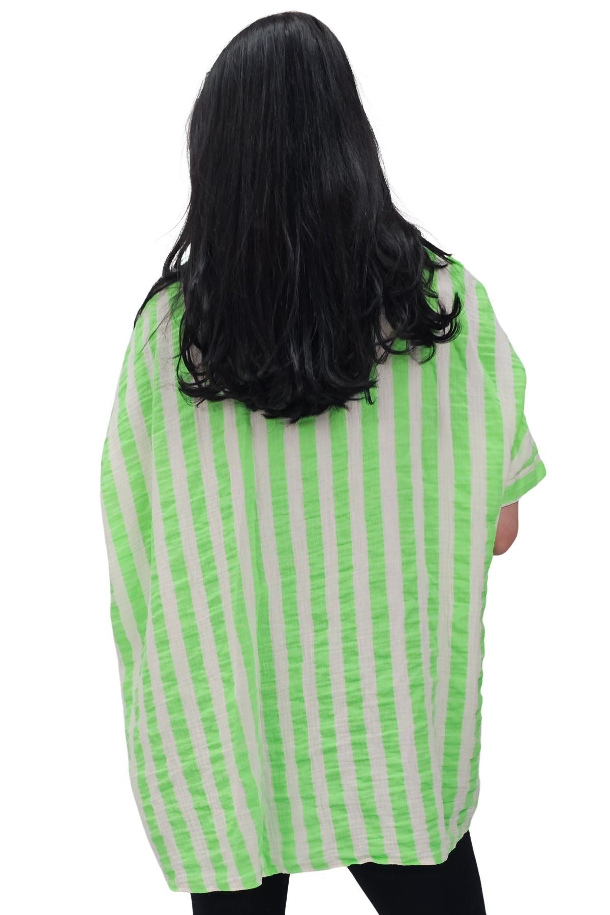 Vertical Stripes Print Front Button Down Cotton Shirt