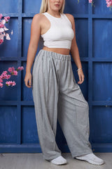 Plain Layered Knitted Cotton Trousers