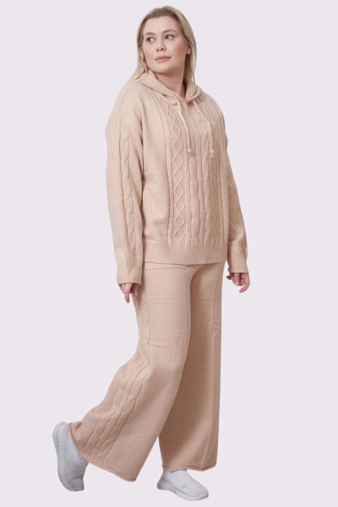 Cable Knit Hoodie Wide Leg Knit Co-Ord
