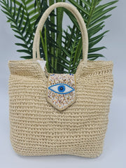 Crochet Pattern Eye Detail Two Handle Shoulder Bag