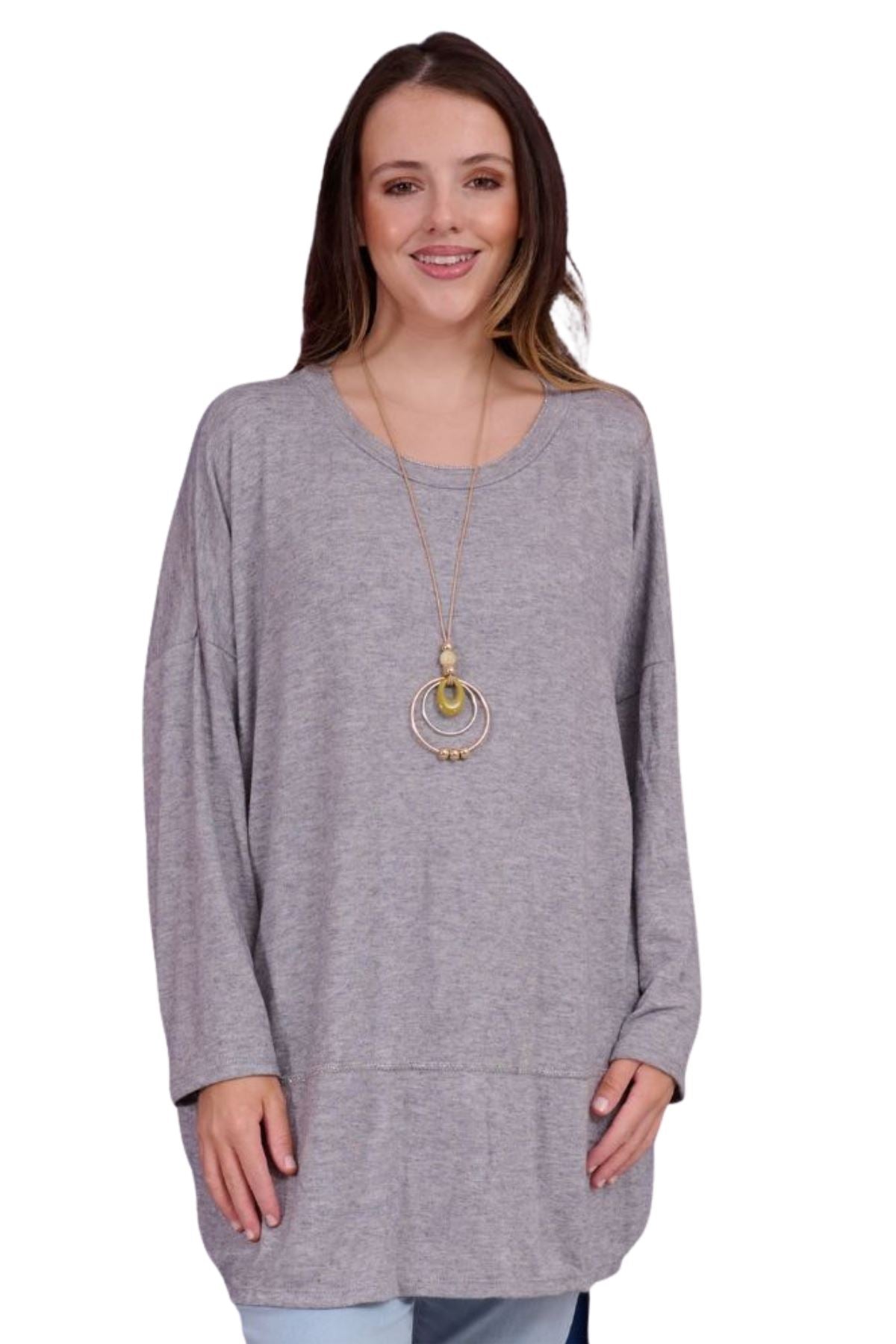 Plain Soft Knit Round Hem Top