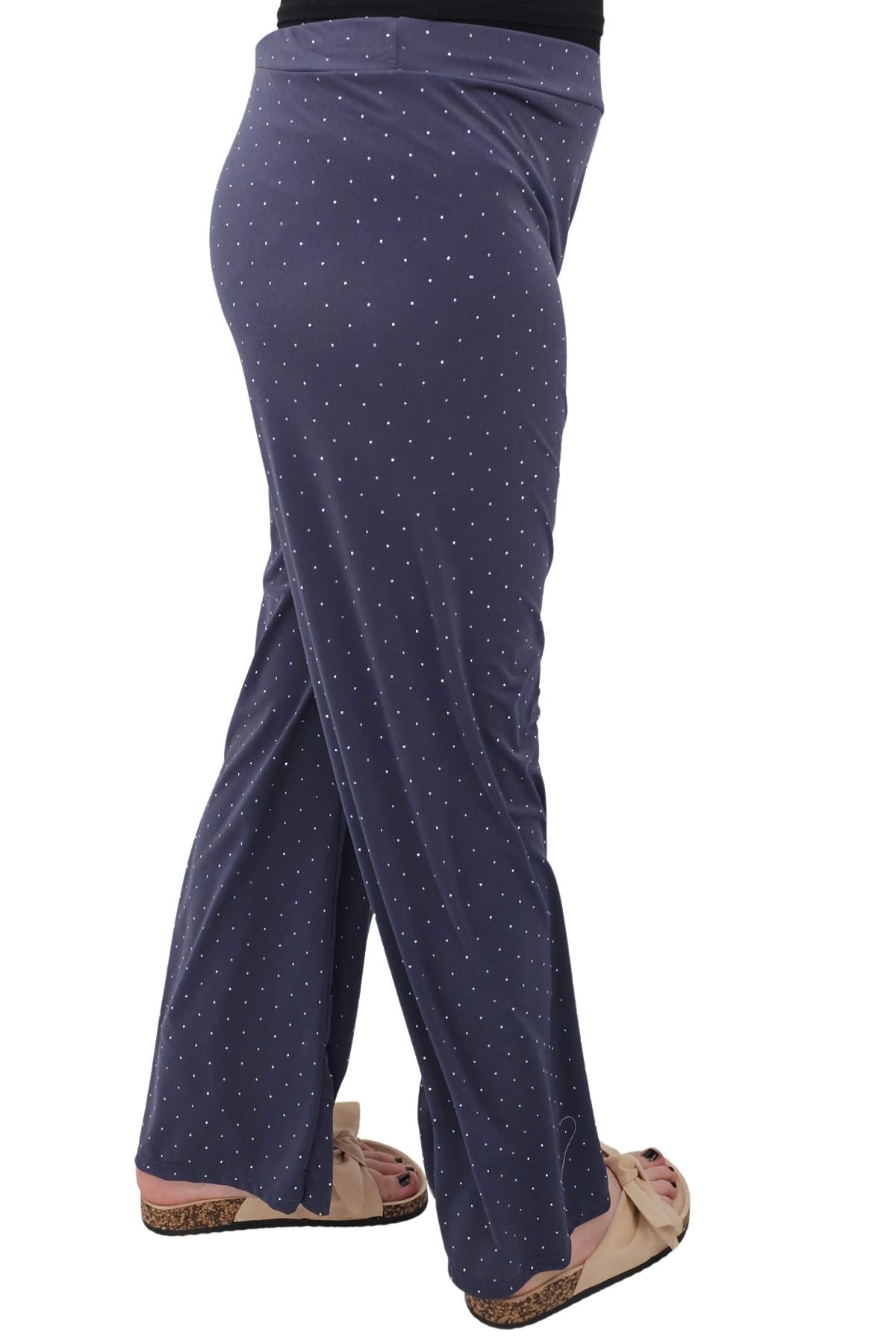 Diamante Pattern Wide Leg Trousers