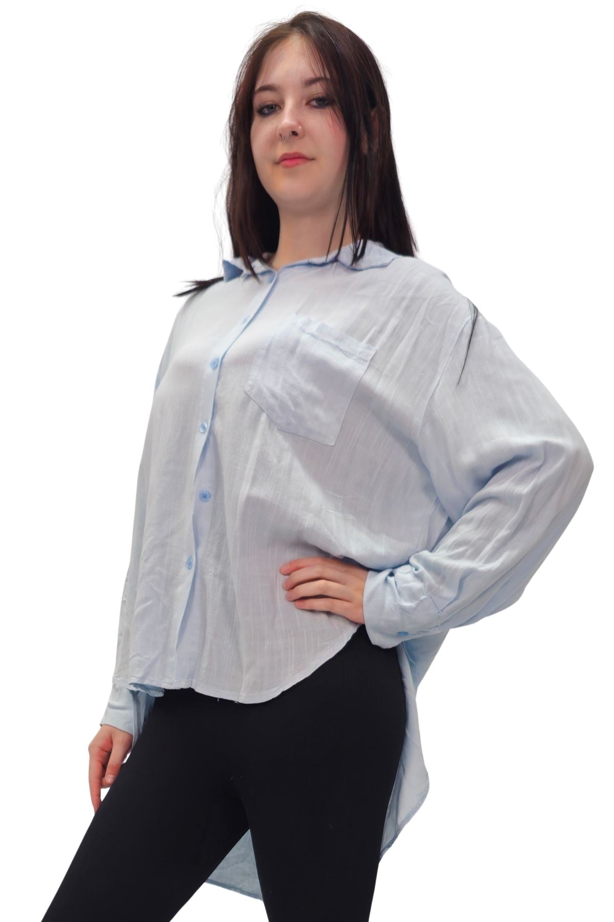 Plain Button-Down Front Shirt