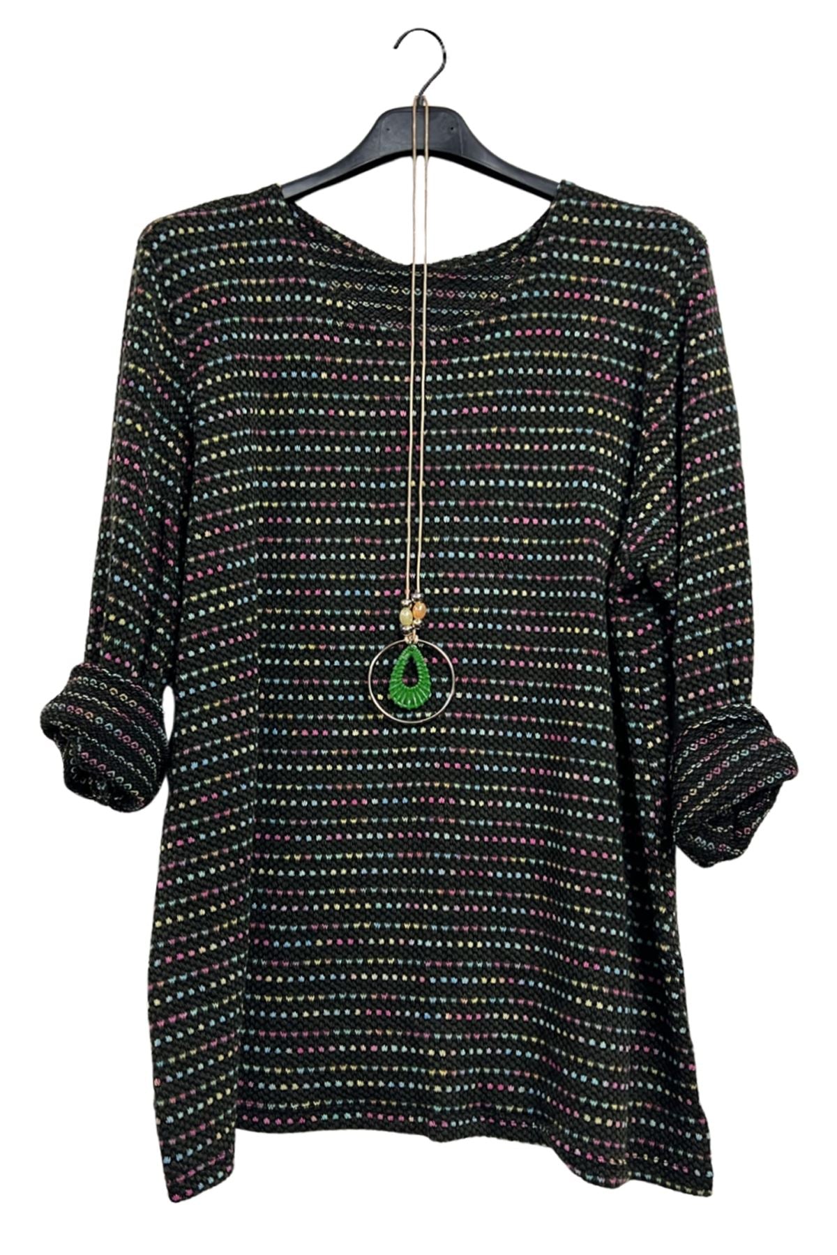 Multicoloured Horizontal Stripes Tunic Top