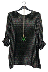 Multicoloured Horizontal Stripes Tunic Top