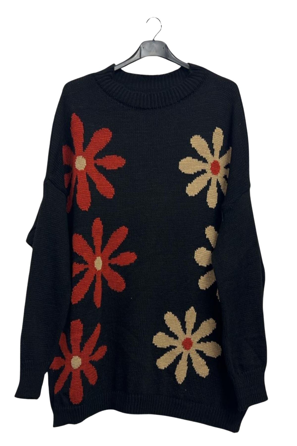 bulk knitted daisy flower print jumper