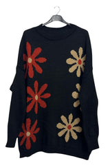 bulk knitted daisy flower print jumper