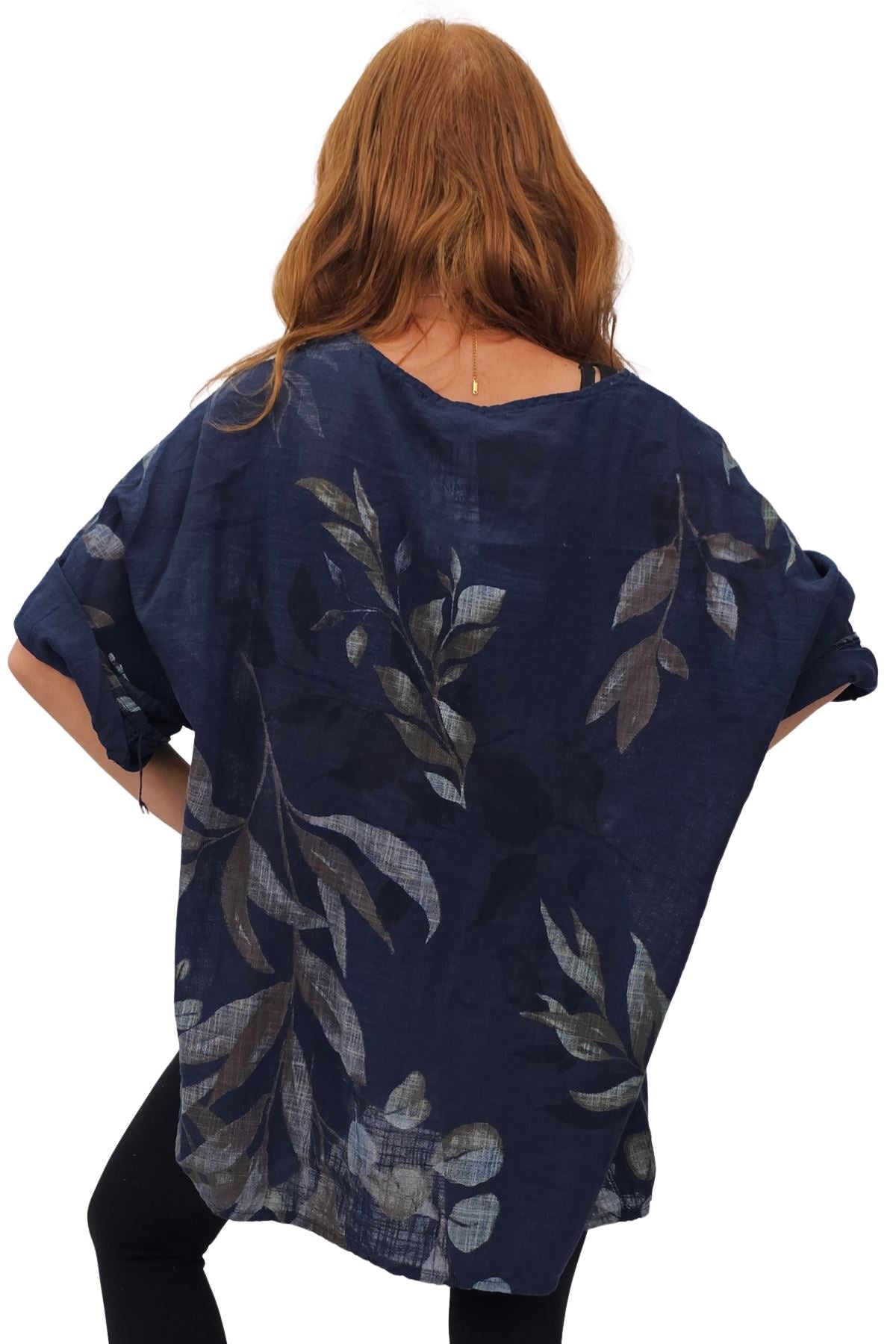 Floral Print Oversized Necklace Tunic Cotton Top