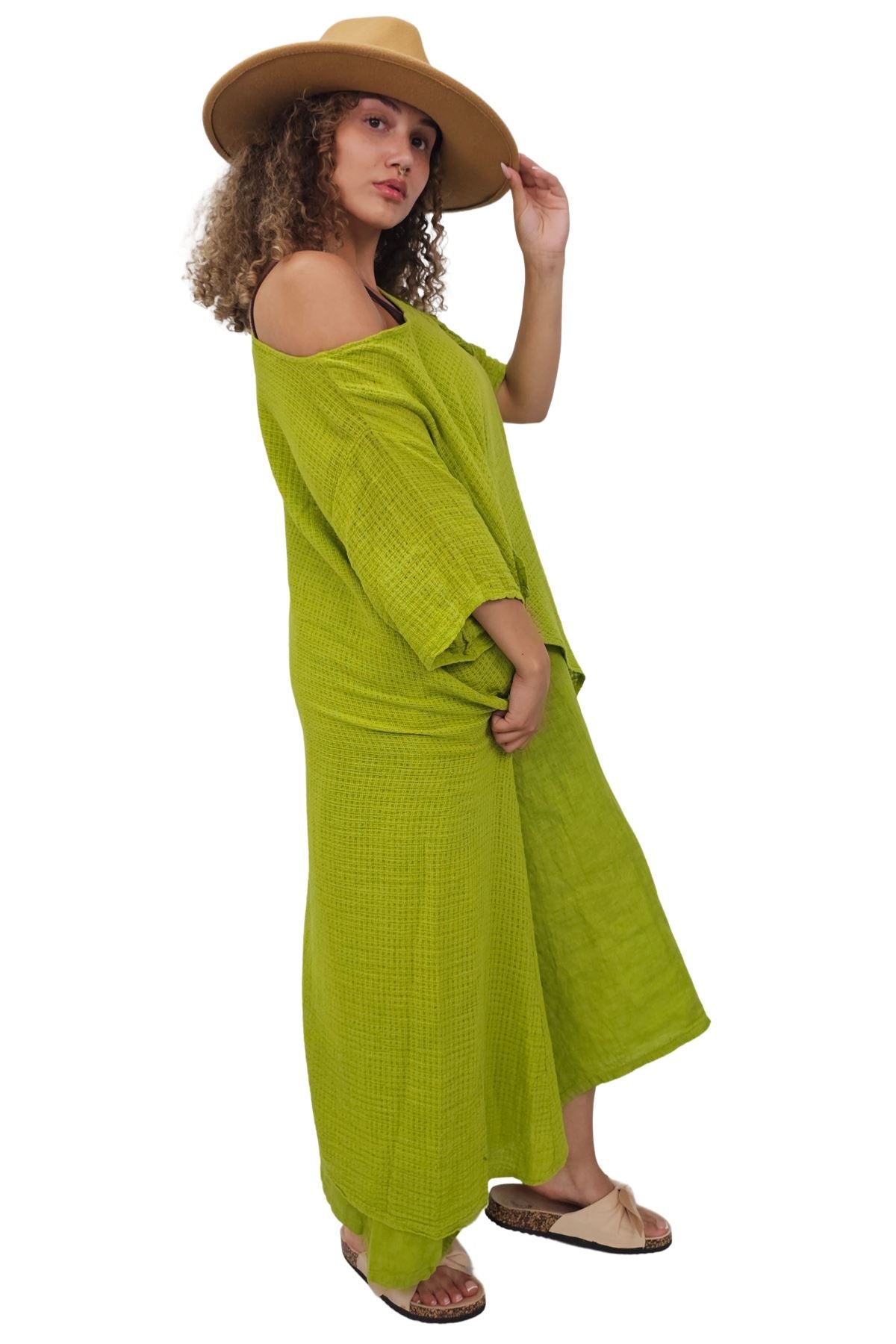 Plain Layered Asymmetrical Linen Dress