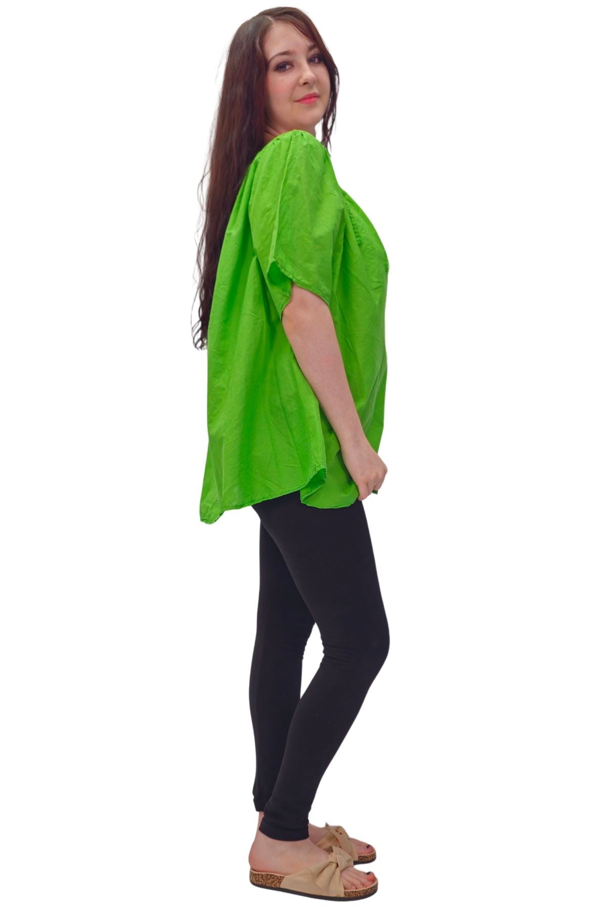Plain Lace Tie Detailing Cotton Top