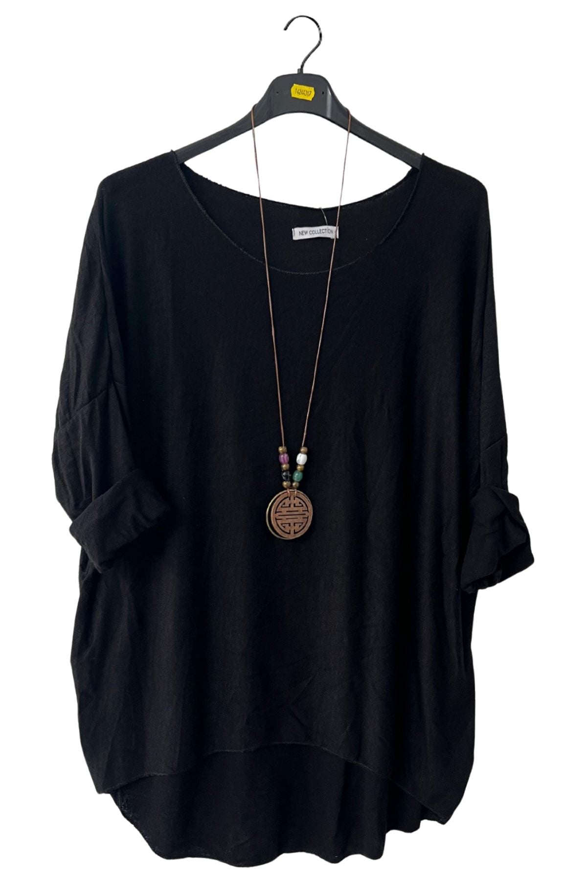 Plain High Low Hem Soft Feel Necklace Top