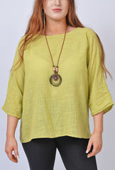 Plain Necklace Cotton Tunic Top