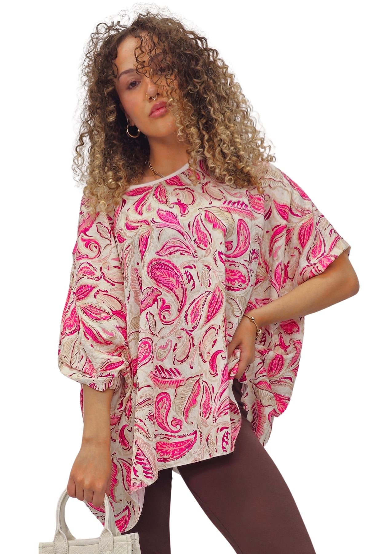 Paisley Print Oversized Tunic Top
