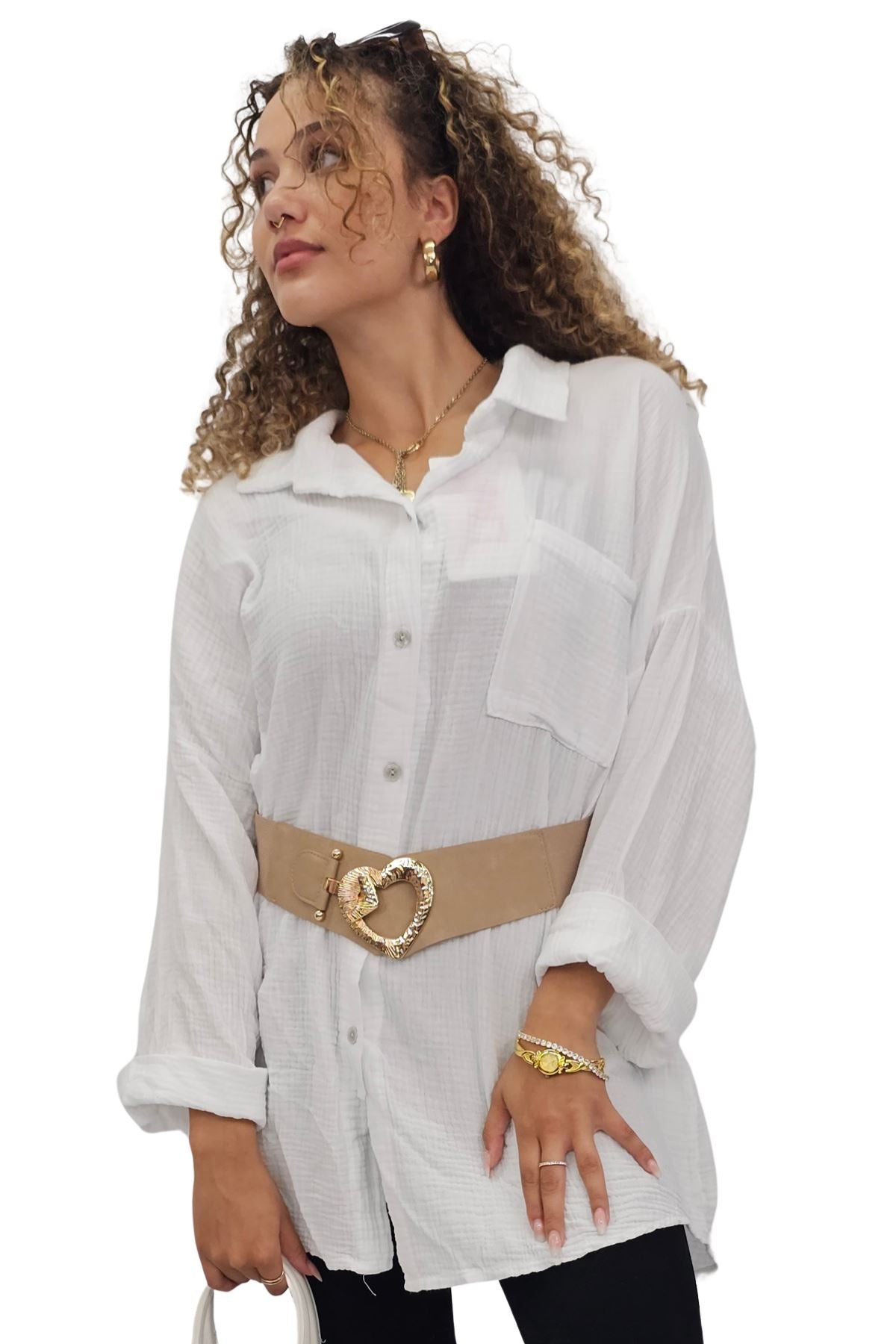 Plain Button Up Pocket Cotton Shirt