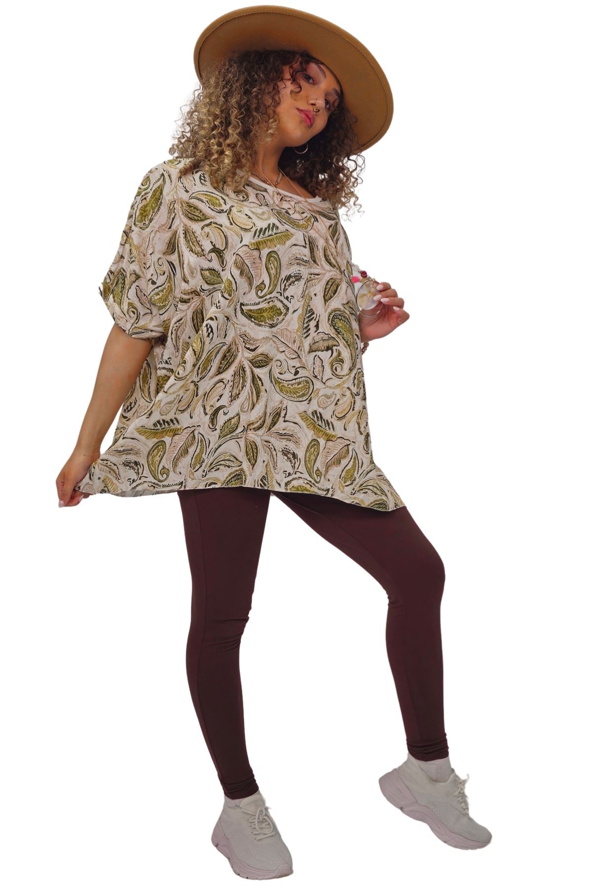 Paisley Print Oversized Tunic Top