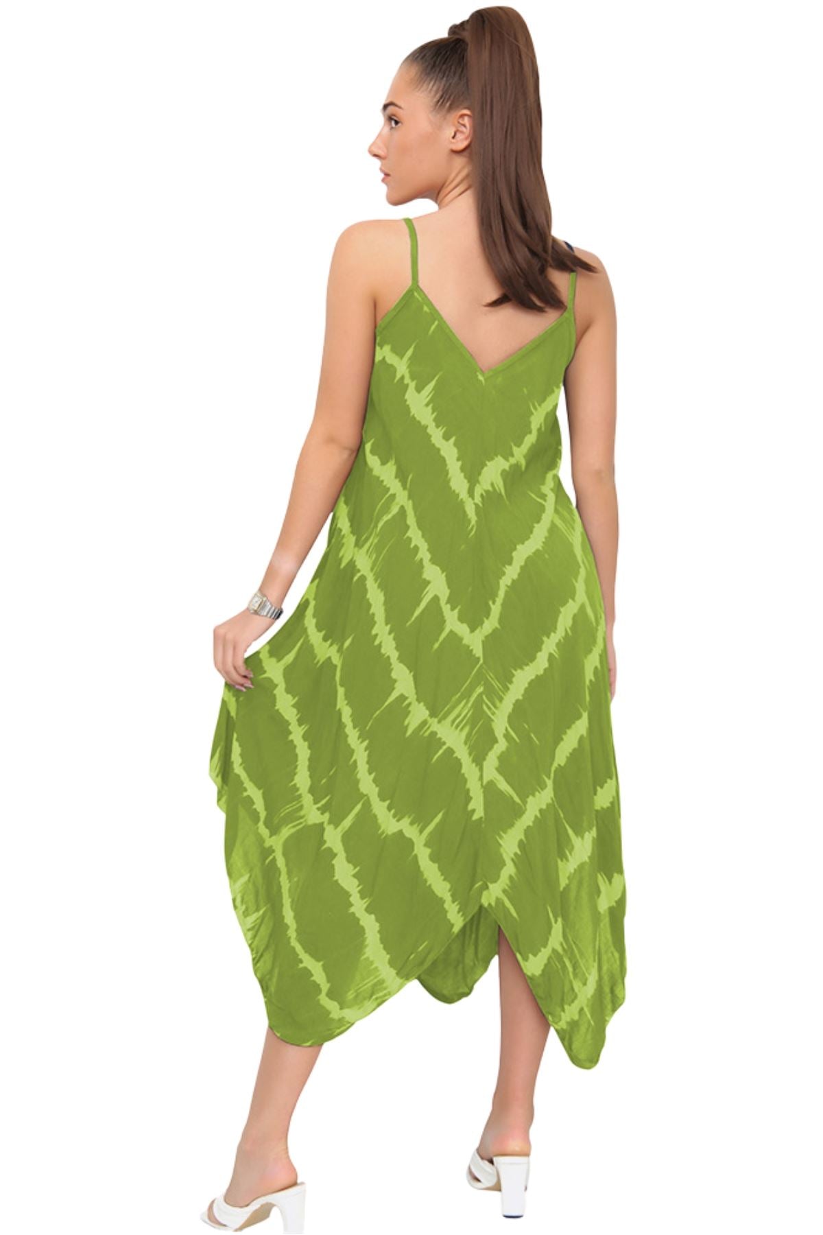 Tie Dye Print Draped Hem Dress