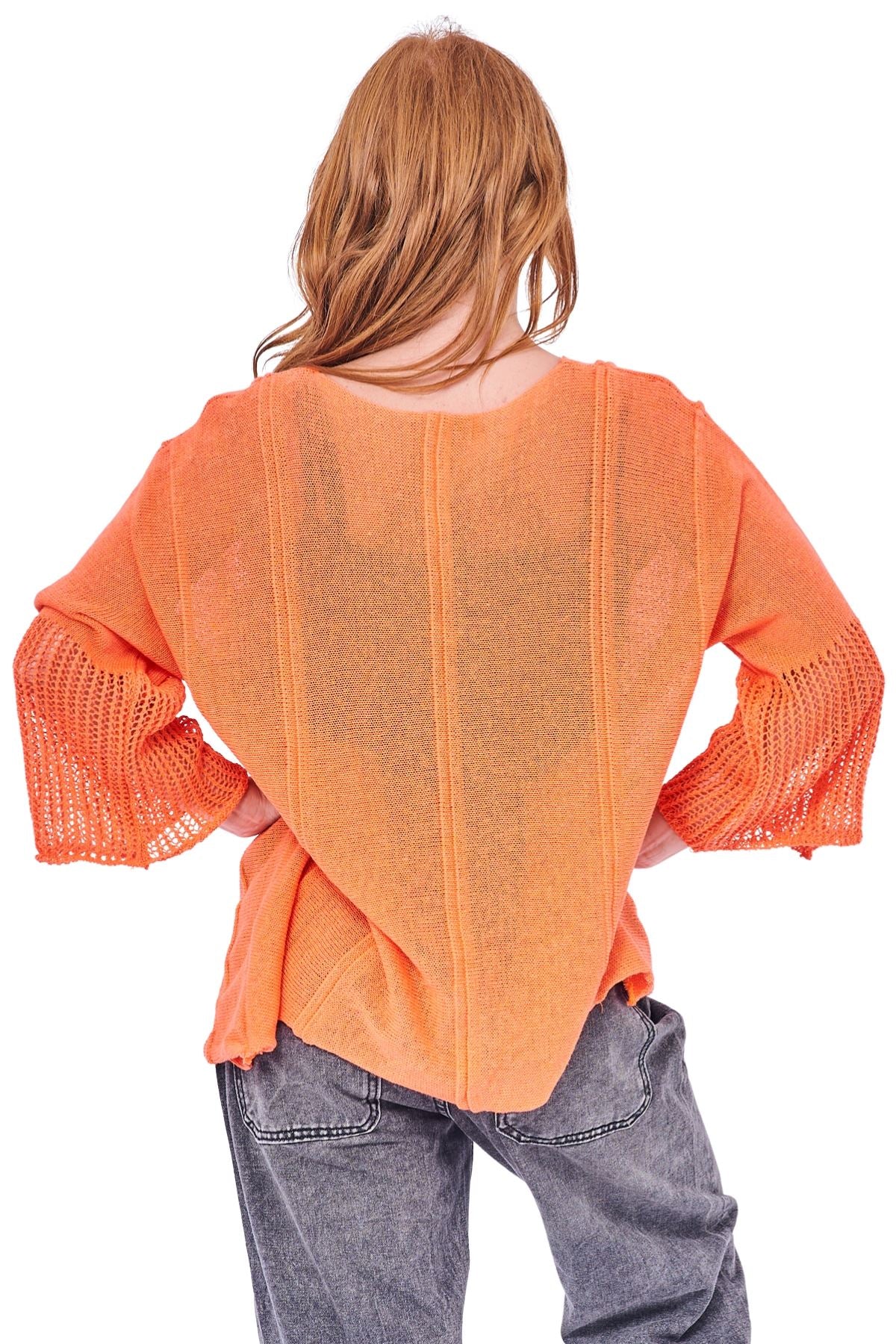 Plain Knit Style Oversized Batwing Cotton Top