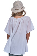 Plain Lace Details Across The Chest Cotton Top