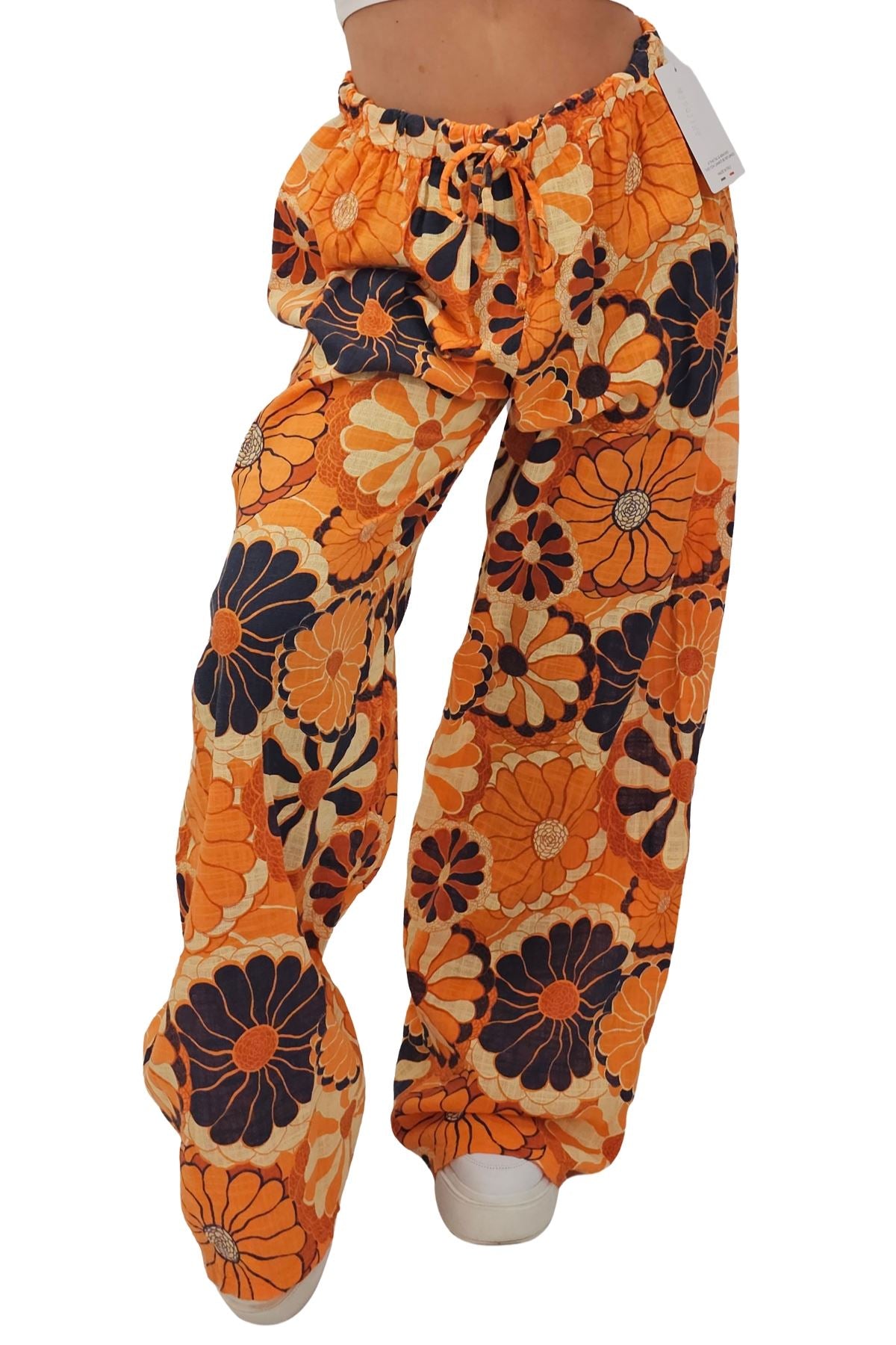 Floral Print Wide Leg Cotton Palazzo