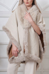 Plain Faux Fur Poncho